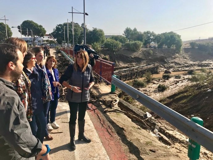 Susana Díaz visita los daños del temporal en la campiña sur de Sevilla