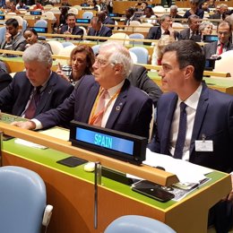 Pedro Sánchez y Josep Borrel en la Asamblea de la ONU