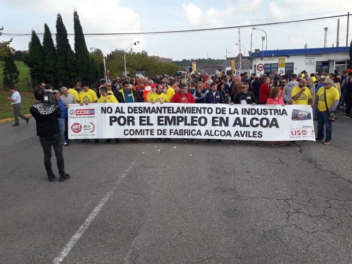 Concentracion contra el cierre de Alcoa