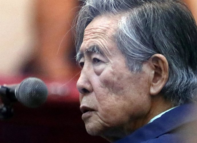 Former President of Peru Alberto Fujimori attends a trial as a witness at the na