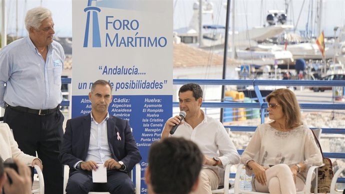 Juanma moreno PP andaluz con oña encuentro puertos deportivos sector náutico 