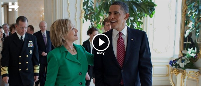 Imatge del vídeo en què Obama dona suport a Hillary Clinton