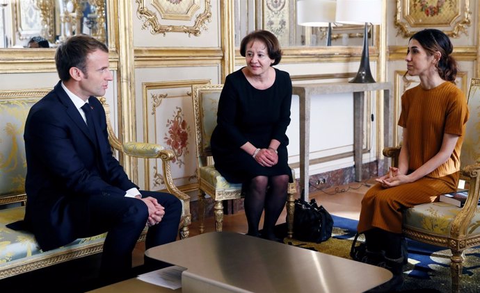 Emmanuel Macron y Nadia Murad