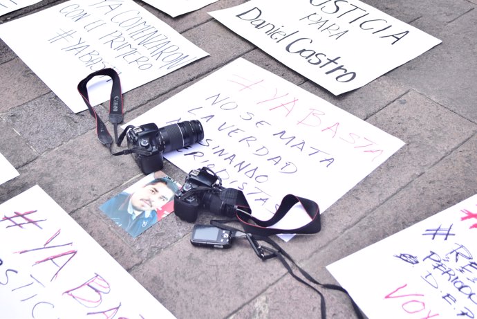 Protesta de periodistas mexicanos contra el asesinato de Daniel Esqueda
