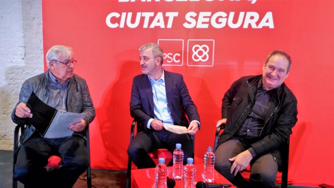 Exalcalde J.Clos, líder del PSC a Barcelona., J.Collboni, i exalcalde J.Hereu