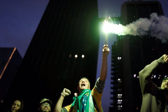 Supporters of Jair Bolsonaro, far-right lawmaker and presidential candidate of t