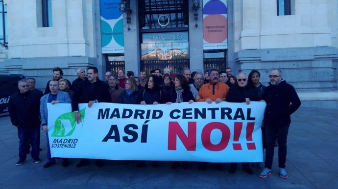 Afectados por el Madrid Central se manifiestan en Cibeles