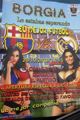 Cartel anunciado un partido de fútbol en el club Borgia 