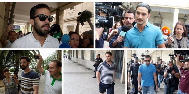 Los miembros de La Manada acuden a firmar a los juzgados de Sevilla