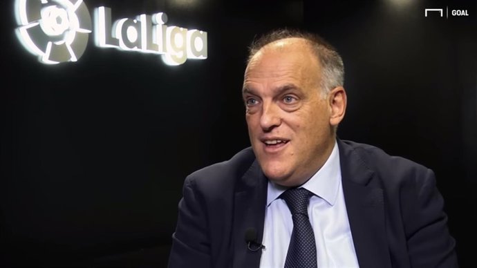 El presidente de LaLiga, Javier Tebas, en una entrevista para Goal