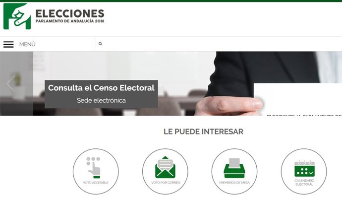 Web institucional sobre las elecciones andaluzas del 2 de diciembre