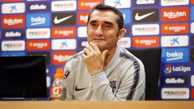 El entrenador del FC Barcelona, Ernesto Valverde, en rueda de prensa