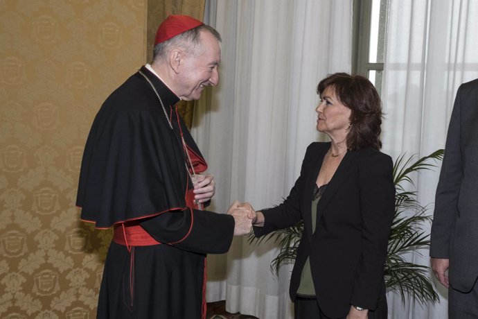 Reunión de Carmen Calvo y Pietro Parolin en el Vaticano