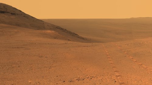 Rodadas dejadas por Opportunity en el cráter Endeavour