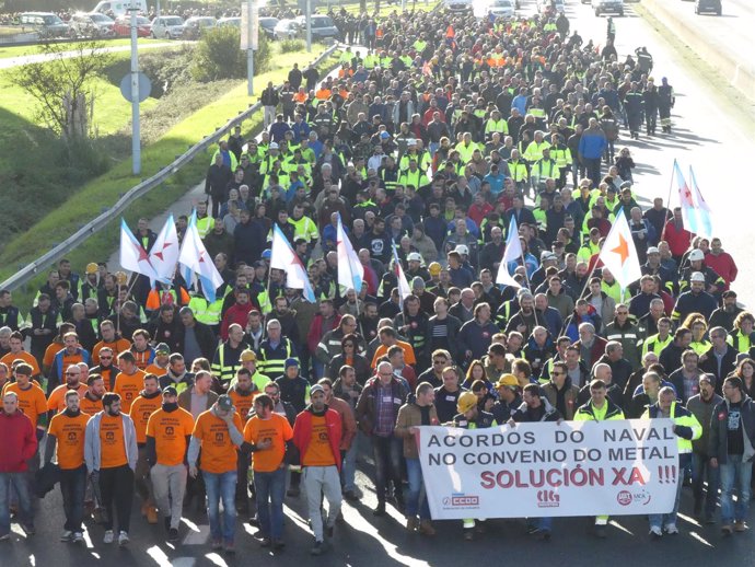 Protesta de trabajadores empresas auxiliares del naval de Ferrol