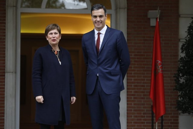 Uxue Barkos y Pedro Sánchez, en la Moncloa