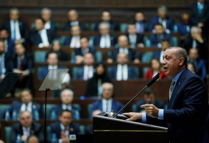 Recep Tayyip Erdogan habla ante el Parlamento