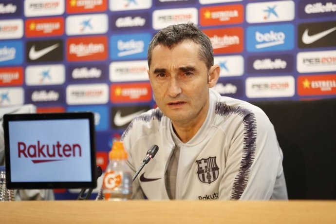 El entrenador del FC Barcelona, Ernesto Valverde, en rueda de prensa