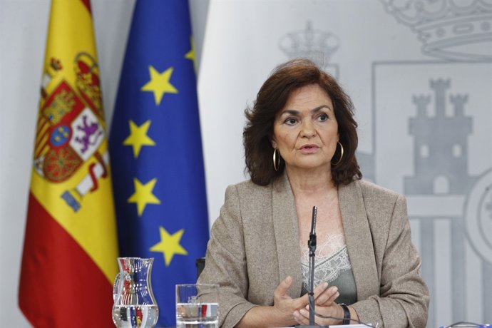 Carmen Calvo, en la roda de premsa després del Consell de Ministres