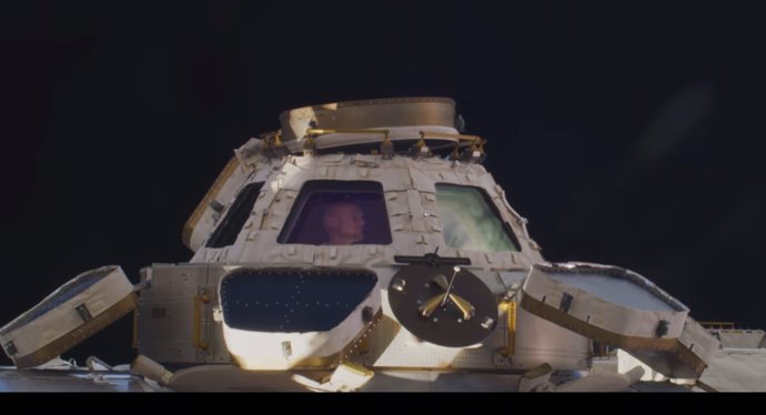 Vista del mirador Cupola a bordo de la Estación Espacial