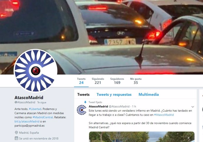 PP de Madrid lanza en Twitter @AtascoMadrid