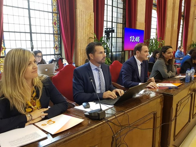 Concejales de Cs Murcia durante el debate sobre el Estado del Municipio