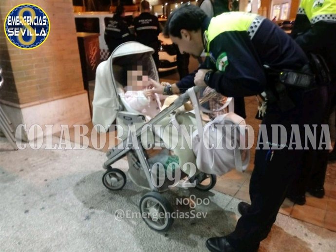 Policía local con la menor