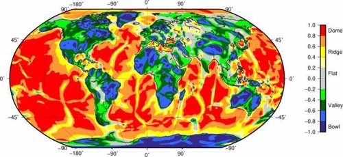 Mapa tectónico global derivado de los datos de gravedad del satélite GOCE