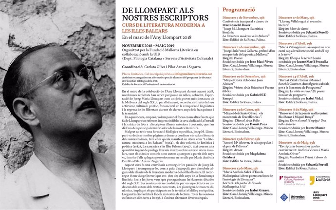 Curso de literatura moderna 'De Llompart als nostres escriptors'
