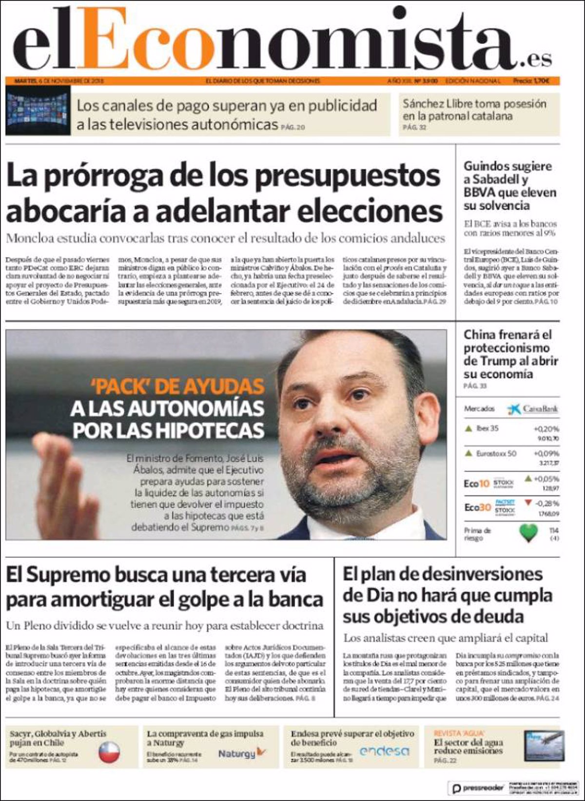 Las Portadas De Los Periódicos Económicos De Hoy Martes 6 De Noviembre 8819