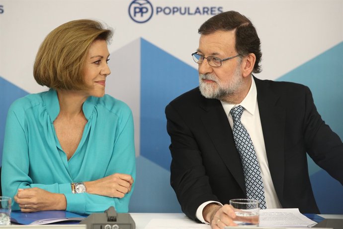 Rajoy i Cospedal durant la reunió del Comitè Executiu Nacional del PP