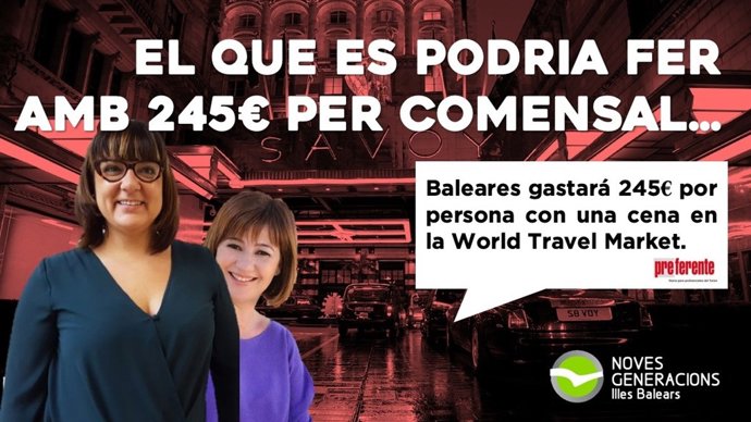 Cartel de NNGG Baleares como crítica al Govern