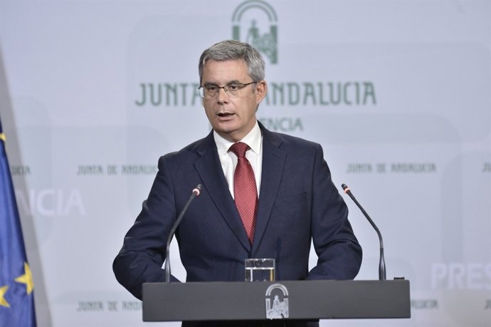 Juan Carlos Blanco, portavoz del Ejecutivo andaluz, en rueda de prensa