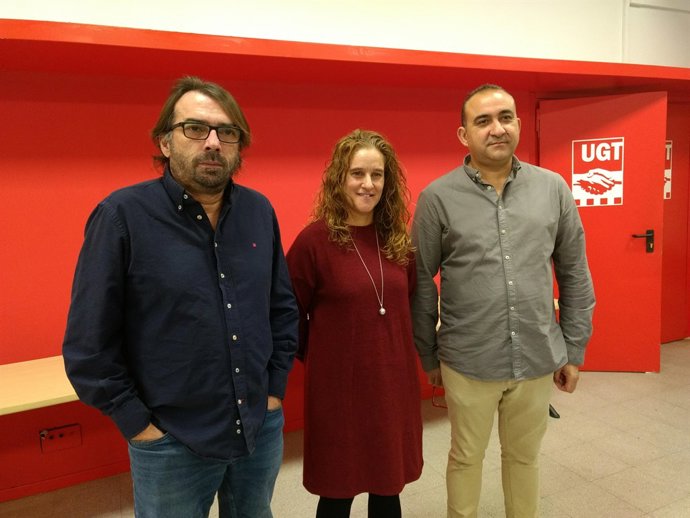 Ros (UGT), Recuero (Usoc) i Pacheco (CC.OO.)