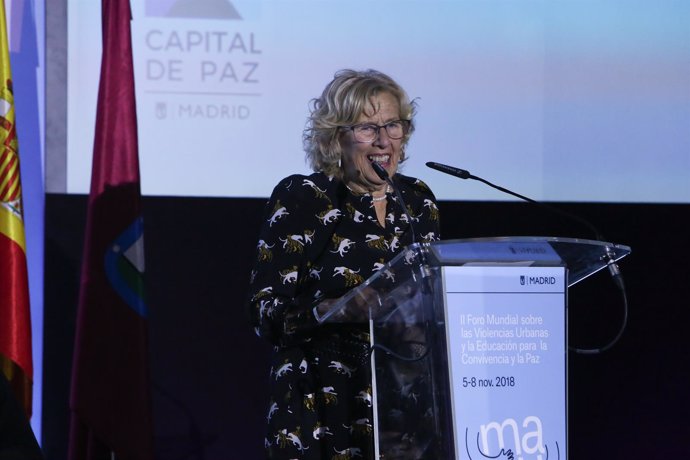 La alcaldesa de Madrid, Manuela Carmena, en la inauguración