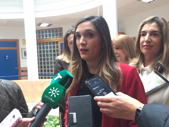 María Márquez, en declaraciones a los medios en Huelva.