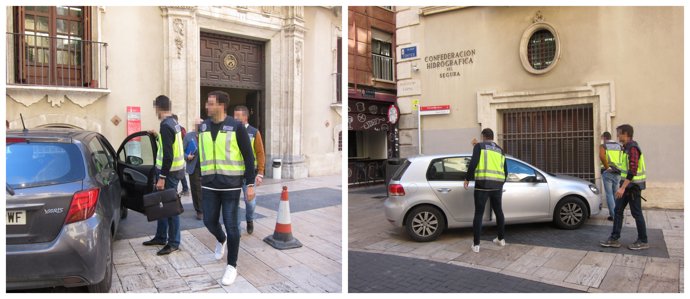 Imagen de los agentes de Policía Judicial, abandonando la CHS