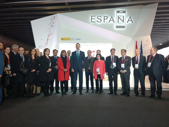 El Rey visita el estand de España en el MWC 2018