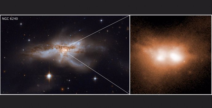 Las fases finales de la fusión de galaxias y sus agujeros negros