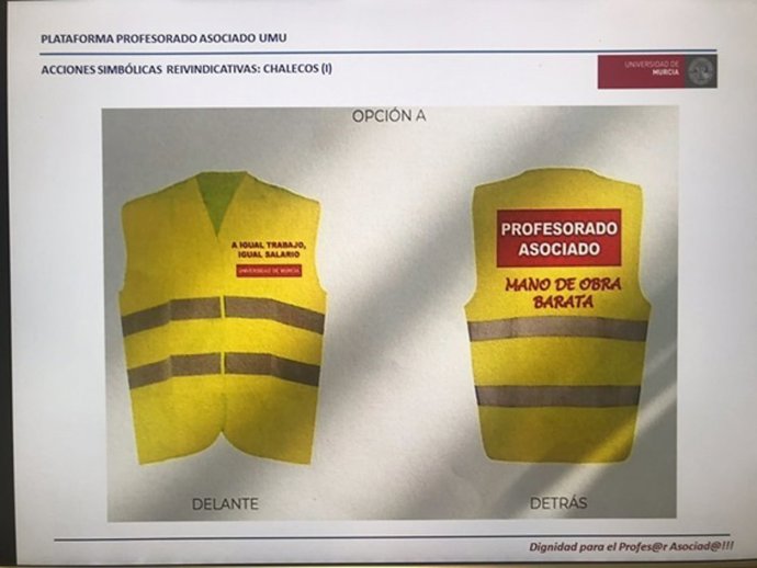 Imagen de los  chalecos propuestos por la Plataforma como protesta