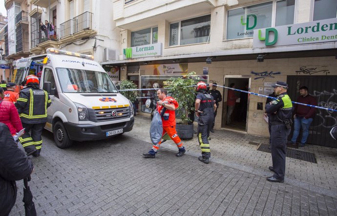 Imagen de los medios desplegados con motivo del accidente laboral en Huelva.