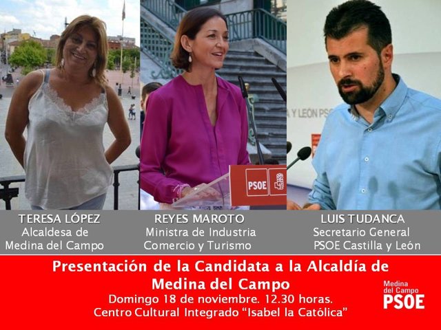 Cartel del acto de prensetación de la candida del PSOE en Medina (Valladolid)