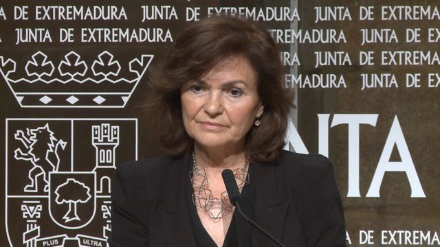 Carmen Calvo en rueda de prensa este viernes en Mérida