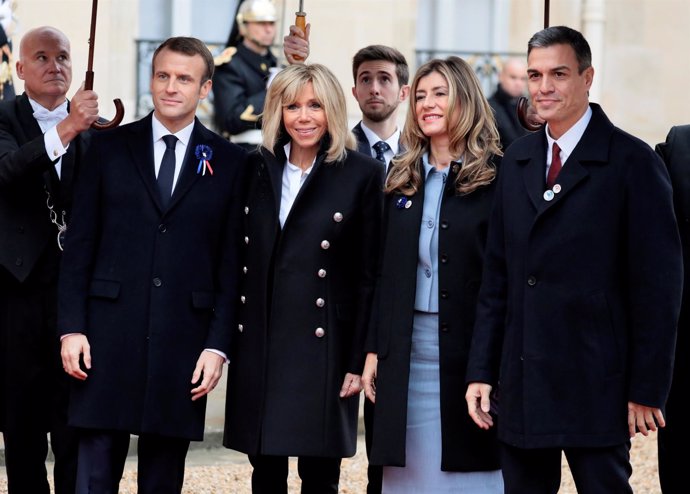 Sánchez y Macron en el acto por el centenario del fin de la I Guerra Mundial