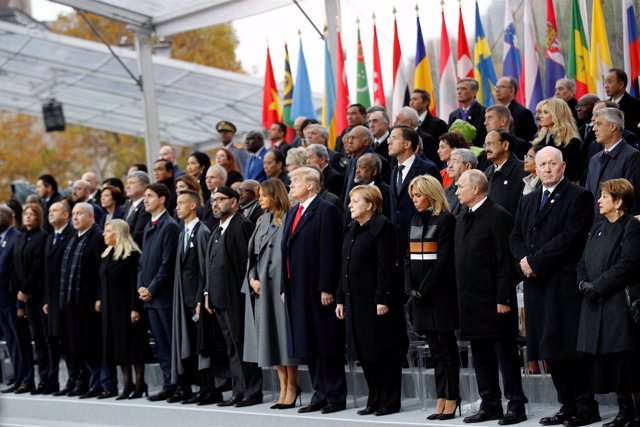 Heads of states and world leaders attend a commemoration ceremony for Armistice