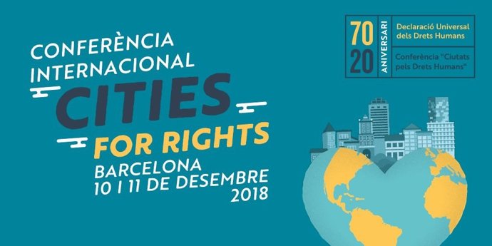 Cartel de la conferencia Internacional 'Cities For Rights' en Barcelona