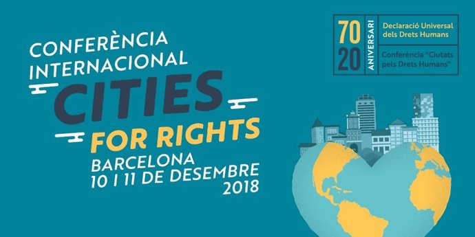 Cartell de la conferència Internacional 'Cities For Rights' a Barcelona