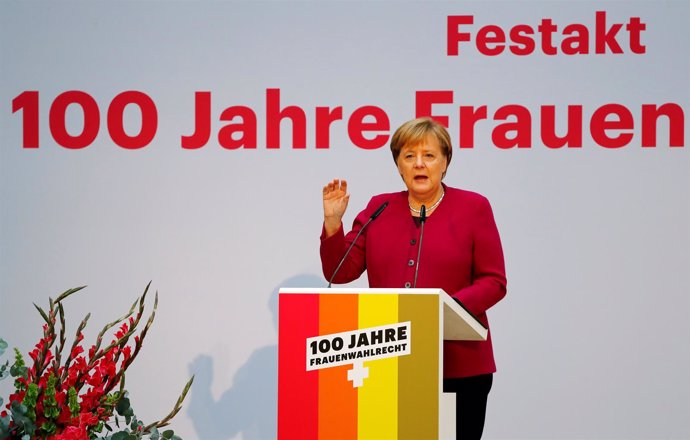 Angela Merkel, en un acto en Berlín