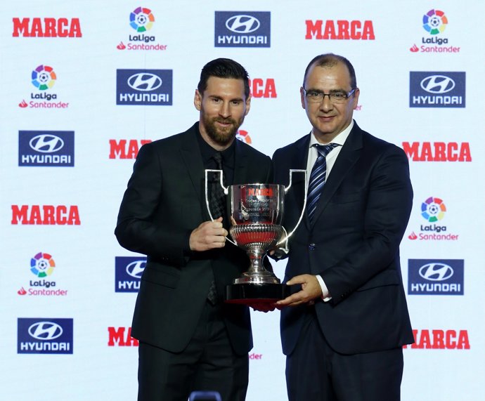 Leo Messi tras recibir el Trofeo Pichichi 2017-18
