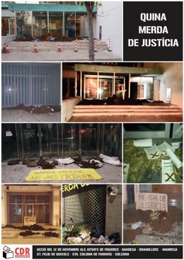 Acció dels CDR en què deixen excrements en diversos jutjats catalans